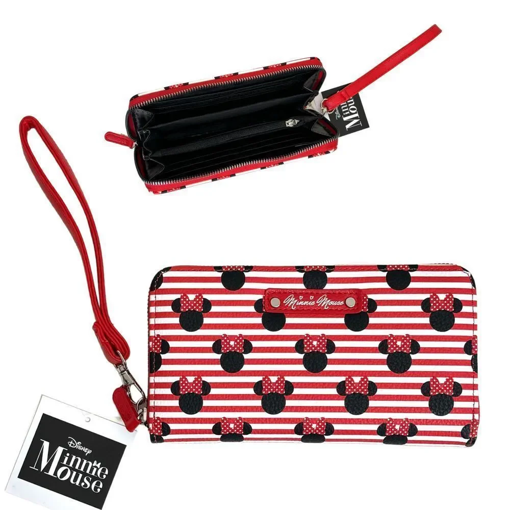 ALDI 2024 Women's Disney Mickey Mouse Red Wallet Outlines Wristlet Zip‎ Around